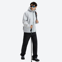 
                  
                    Men's 3L hardshell jacket ultra-light - light gray color variant front and side views, for travel and everyday wear
                  
                