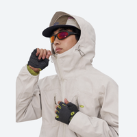 
                  
                    Lightweight waterproof softshell with odor control - lavender jacket detail and lifestyle views, on-model back view
                  
                
