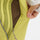 Unisex waterproof softshell cargo hiking pants - lime green, thigh zip vent open close-up with hand, for hiking and trekking