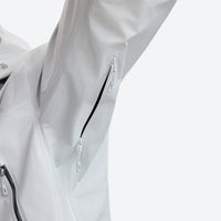 
                  
                    Men's 3L rain jacket under 300g - light gray color variant front and side views, for hiking and mountain adventures
                  
                