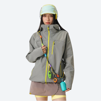 
                  
                    Waterproof softshell jacket fleece-lined - side and back views, on-model back hood view, for everyday wear in rain and wind
                  
                