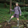 Waterproof fitted hiking jacket for women - lavender mauve jacket front and lifestyle views, on-model side view