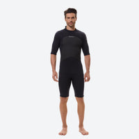 
                  
                    Men's 2mm neoprene spring suit - black men's wetsuit views, on-model front view, for snorkeling and swimming
                  
                