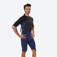 
                  
                    Men's 2mm neoprene spring suit - blue men's wetsuit views, on-model back view, for surfing and bodyboarding
                  
                
