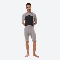 
                  
                    Loom men's 2mm shorty one-piece wetsuit - gray men's wetsuit views, on-model side view, for snorkeling and swimming
                  
                