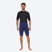 
                  
                    Loom men's 2mm shorty one-piece wetsuit - gray men's wetsuit views, on-model hood side view, for surfing and bodyboarding
                  
                