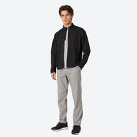 
                  
                    Pavo men's 3L golf hardshell jacket - black men's golf jacket views, on-model hood side view, for everyday urban wear in rain
                  
                