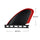 Performance quad fin set 4-pack - red black quad fin set views and dimensions, for performance shortboard surfing