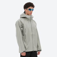 
                  
                    Men's 3L hardshell 20K waterproof 15K breathable - light gray color variant views, for rain and wind protection
                  
                