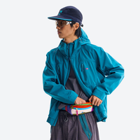 
                  
                    Women's antimicrobial rain jacket - beige jacket front view, on-model front view, for travel and active lifestyles
                  
                