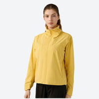 
                  
                    Women's water-repellent softshell jacket - purple and white color variants side and back views, slim fit
                  
                