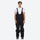 Breathable 2-layer colorblock ski jacket with suspender bibs - black and white colorblock jacket with white pants