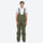 Unisex waterproof 2L snow jacket and bib pants - olive green bib pants, on-model front view, for powder and piste riding