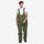 Breathable 2-layer colorblock ski jacket with suspender bibs - olive green bib pants, for cold-weather winter sports