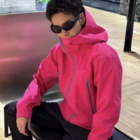 
                  
                    Men's 3L hardshell 20K waterproof 15K breathable - pink color variant and detail shots, for travel and everyday wear
                  
                