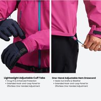 
                  
                    Men's technical hardshell with hood - pink color variant and detail shots, for hiking and mountain adventures
                  
                