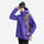 Women's 3L rain jacket under 300g - lime green and purple color variants side and back views, adjustable hood