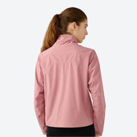 
                  
                    Women's water-repellent softshell jacket - close-up details of stand collar and slim fit, for hiking and outdoor activities
                  
                