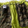 Unisex lightweight outdoor cargo pants - lime green, interior camo lining close-up detail, for hiking and trekking