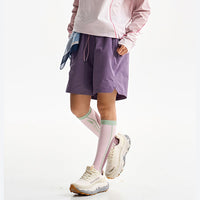
                  
                    Water-repellent nylon shorts for outdoor - purple quick-dry shorts with scarf at waist, for warm-weather trekking
                  
                