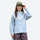 Curve women's 3L hardshell waist-cinching jacket - light blue jacket front and lifestyle views, on-model back view