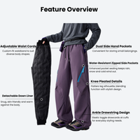 
                  
                    Unisex detachable liner insulated pants for winter - purple down pants with liner, for winter commute and travel
                  
                