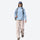 Women's hooded hardshell with slim waist fit - light blue jacket front and lifestyle views, on-model hood side view