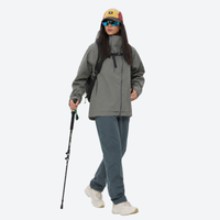 
                  
                    Women's 3L hardshell jacket - close-up details of zippers and technical features, for hiking and mountain adventures
                  
                