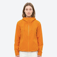 
                  
                    Women's 3L hardshell jacket ultra-light - close-up details of zippers cuffs and seams, for rain and wind protection
                  
                