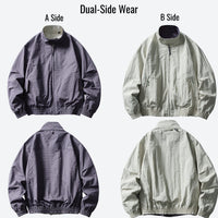 
                  
                    Flip reversible water-repellent softshell jacket - cardamom purple dual-side jacket A and B side views, on-model side view
                  
                