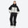 Unisex waterproof 2L snow jacket and bib pants - gray and black colorblock jacket with black pants