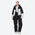 Unisex snowboard jacket and bibs set - gray and black colorblock jacket with black pants, adjustable suspenders on bib pants