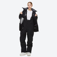 
                  
                    Unisex waterproof 2L snow jacket and bib pants - coffee brown jacket with coffee pants, for skiing and snowboarding
                  
                