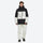 Unisex snowboard jacket and bibs set - black and white colorblock jacket with white pants, hem snow gaiters keep snow out