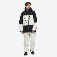 
                  
                    Unisex snowboard jacket and bibs set - black jacket with black pants, for resort and backcountry days
                  
                