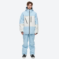 
                  
                    Breathable 2-layer colorblock ski jacket with suspender bibs - rose pink bib pants, for resort and backcountry days
                  
                
