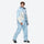 Unisex snowboard jacket and bibs set - ice blue jacket with white pants, for powder and piste riding