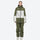 Breathable 2-layer colorblock ski jacket with suspender bibs - olive green and white colorblock jacket with olive pants