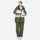 Unisex snowboard jacket and bibs set - olive green and white colorblock jacket with olive pants, for skiing and snowboarding