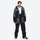 Unisex snowboard jacket and bibs set - coffee brown bib pants, on-model front view, for powder and piste riding