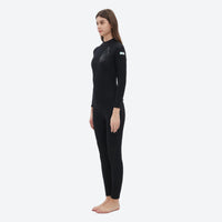 
                  
                    Unisex 3mm long-sleeve wetsuit - women's black wetsuit with knee protection views, for surfing and bodyboarding
                  
                