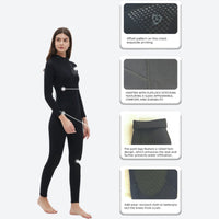 
                  
                    Unisex 3mm long-sleeve wetsuit - women's black wetsuit with knee protection views, for paddleboarding and kayaking
                  
                