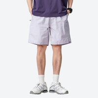
                  
                    Breathable lightweight trail shorts - lavender quick-dry shorts with purple tee, for hiking and trail walking
                  
                