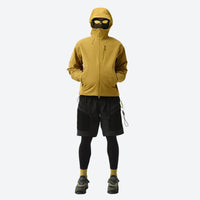 
                  
                    Seamless construction rain jacket - mustard and beige color variants front views, for hiking and outdoor adventures
                  
                