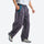 Breathable relaxed trail pants with drawcord waist - dark gray quick-dry hiking pants with blue top, stride walking view