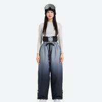 
                  
                    Unisex gradient print snowboard jacket and pants - black gradient snow pants with black top, for resort and street wear
                  
                