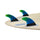 Gradient color thruster fins 3-pack - green blue gradient thruster fin set views, for thruster setup boards