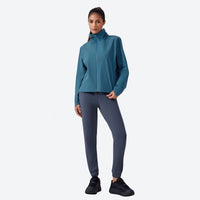 
                  
                    Women's water-repellent softshell jacket - gray and teal color variants front views, for everyday urban wear
                  
                