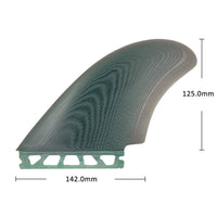 
                  
                    Gradient Futures carbon fiber quad fin set - dark green gray quad fin set views and dimensions, for advanced surfers
                  
                