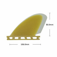 
                  
                    Honeycomb carbon quad fins Futures system - yellow white quad fin set views and dimensions, for fast powerful waves
                  
                